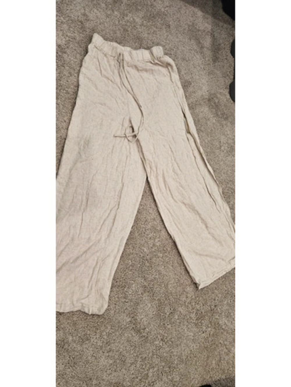 SHEIN Cream Linen-Blend Wide Leg Pants Women’s M / US 6 Drawstring